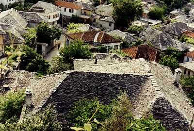 The rooves of Gjirokastra, birthplace of Kadare - and Hoxha.